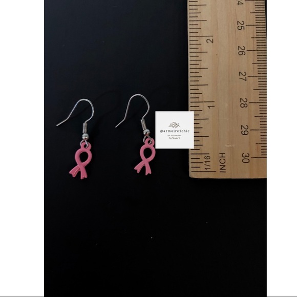 3 for $15! | Awareness EARRINGS | BREAST CANCER Pink Ribbon | French Hook - Picture 3 of 5